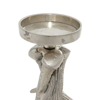 8" Silver Aluminum Traditional Candlestick Holder
