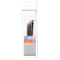 Golden Synthetic Acrylic 5 Piece Round & Angle Shader Brush Set by Artist's Loft™