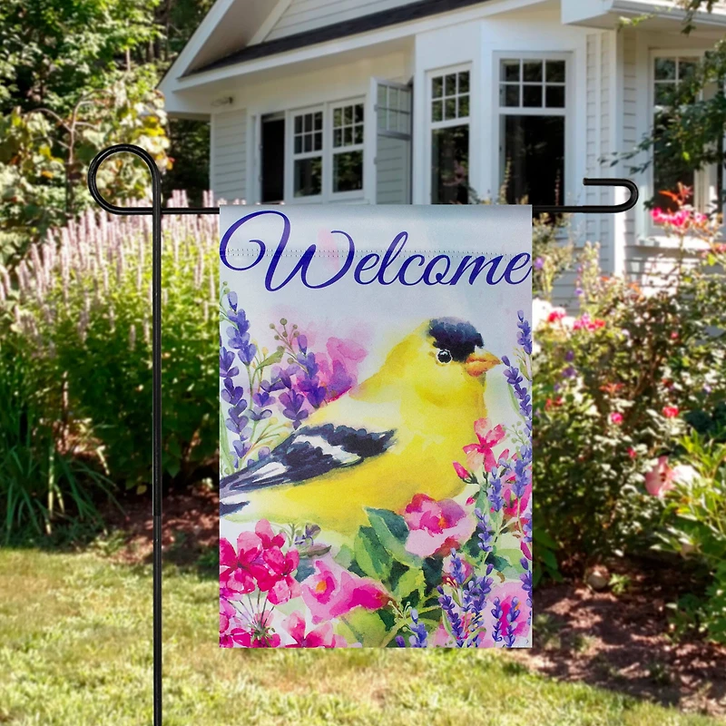 18" x 12.5" Welcome Yellow Finch Spring Outdoor Garden Flag 