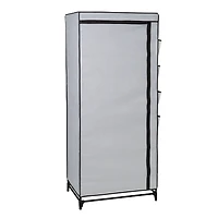 Honey Can Do 27" Gray Portable Wardrobe Closet with Cover & Side Pockets
