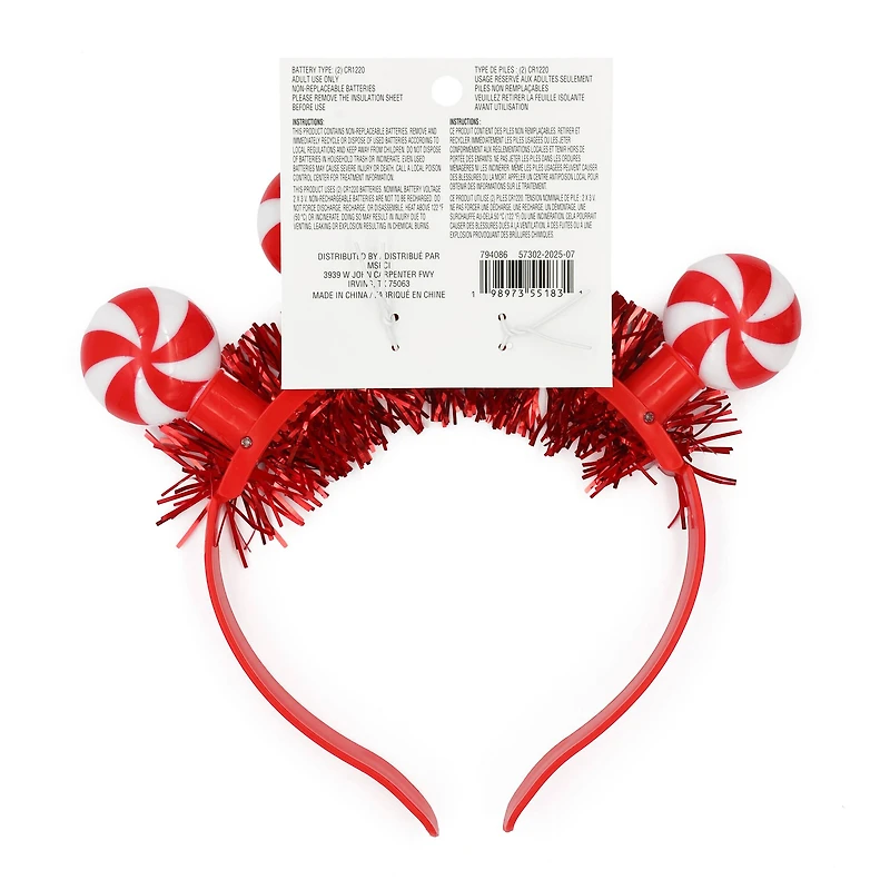 Red & White Light Up Peppermint Candy Headband by Celebrate It™