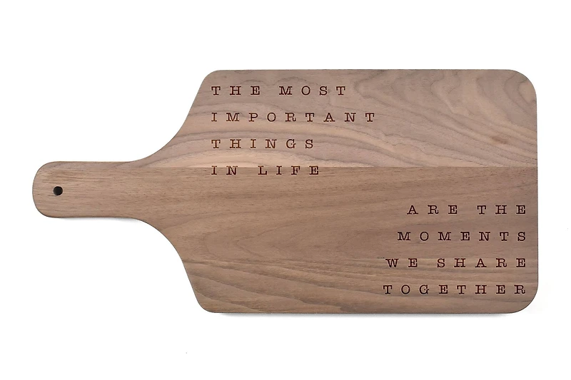The Most Important Things In Life 17" x 8" Walnut Paddle Cutting Board