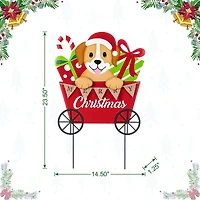 Glitzhome® 24" Metal Christmas Dog and Gift Cart Yard Stake