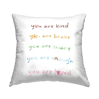 Stupell Industries You Are Loved Inspirational Rainbow List Phrase Throw Pillow, 18" x 18"