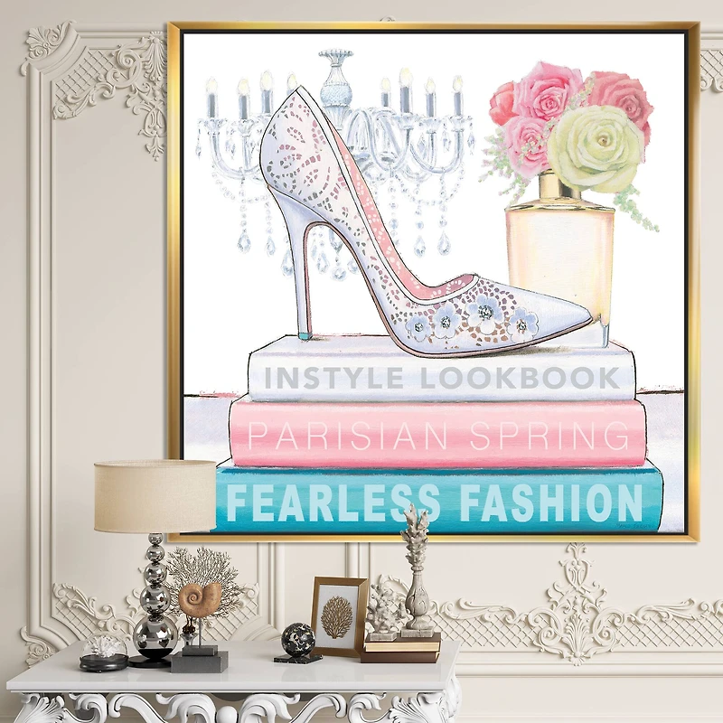 Designart - Pink Fashion high heels III - Posh & Luxe Framed Canvas
