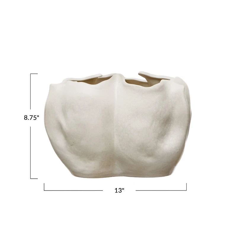 Hello Honey® 13" Natural Modern Organically Shaped Stoneware Planter