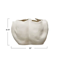 Hello Honey® 13" Natural Modern Organically Shaped Stoneware Planter