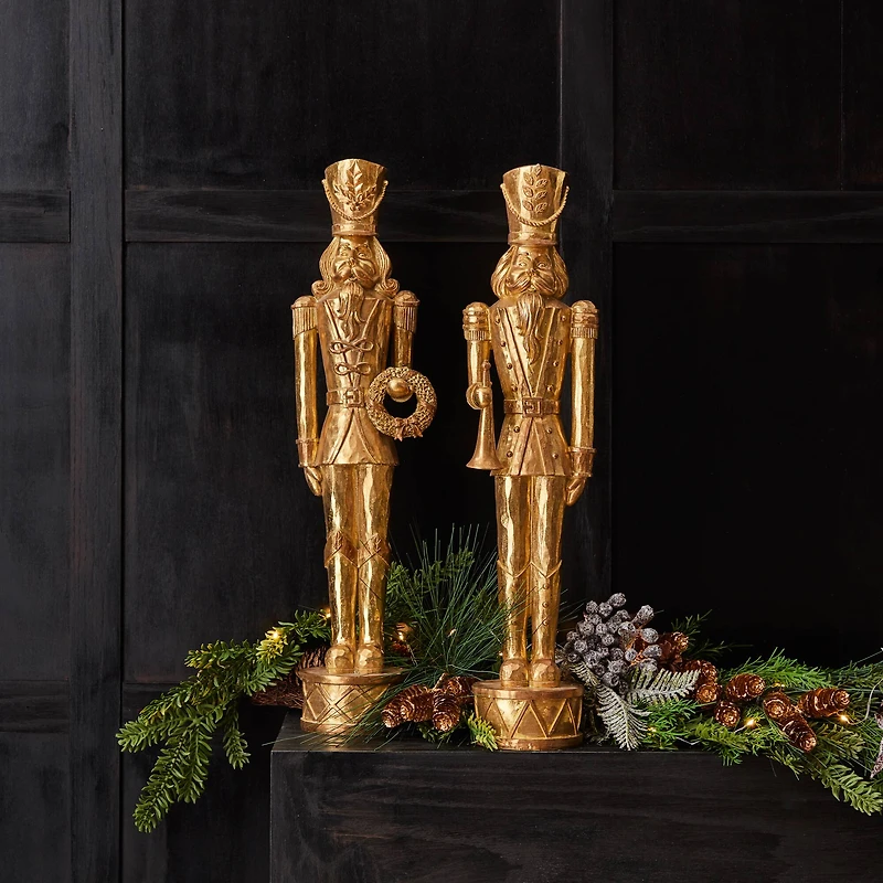 Gold Holiday Nutcracker Statue Set