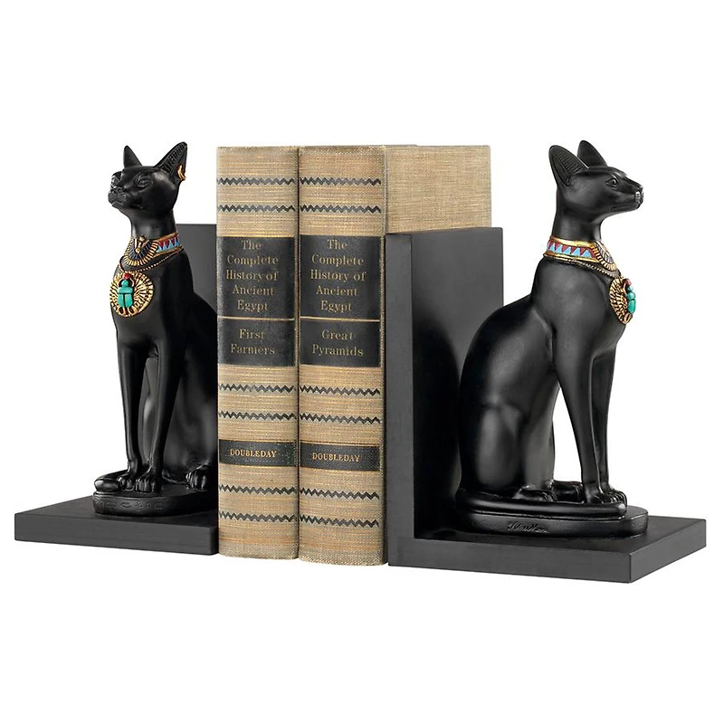 Design Toscano 8.5" Bastet Cat Goddess of Ancient Egypt Sculptural Bookends