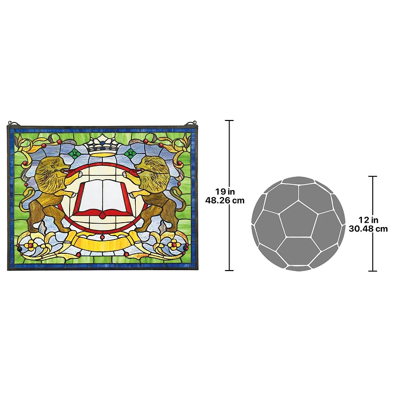 Design Toscano 25" Lion Coat of Arms Stained Glass Window