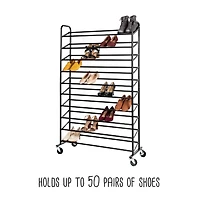 Honey Can Do Black Rolling Shoe Rack & Shoe Rack Cover