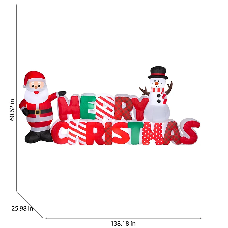5ft. Airblown® Inflatable Merry Christmas Sign with Santa & Snowman