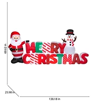 5ft. Airblown® Inflatable Merry Christmas Sign with Santa & Snowman