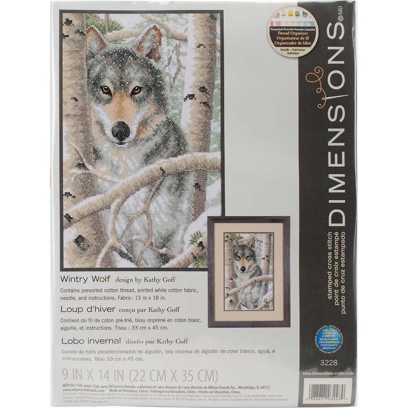 Dimensions® Wintry Wolf Stamped Cross Stitch Kit