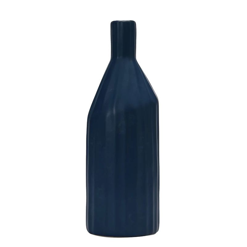 Hello Honey® 11" Navy Ceramic Bottle Vase