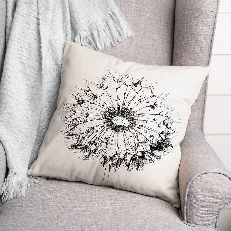 18" Sketchy Dandelion Indoor/Outdoor Pillow
