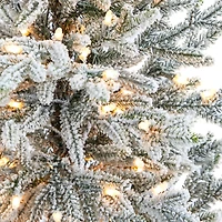 5ft. Pre-Lit Flocked Fraser Fir Artificial Christmas Tree in Gray Planter, Warm White Lights