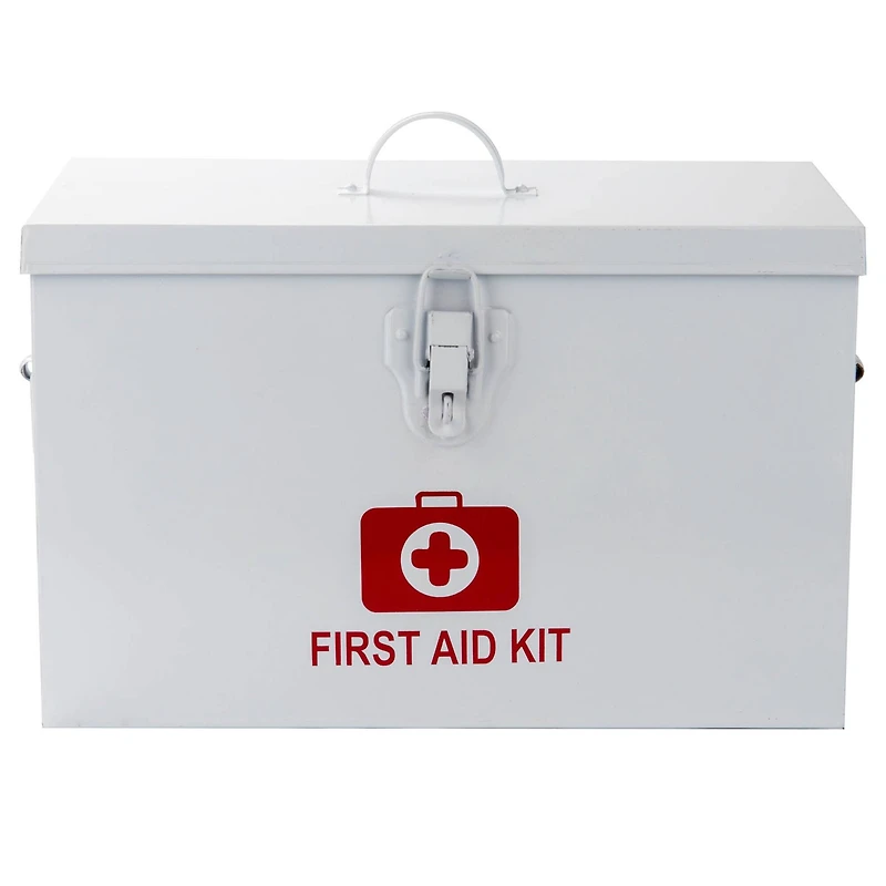 Mind Reader White Large First Aid Kit Box With Detachable Tray & Top Handles
