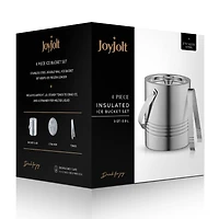 JoyJolt® Double Wall Stainless Steel Ice Bucket with Strainer & Tongs