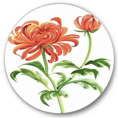Designart - Vintage Orange Chrysanthemum Flower