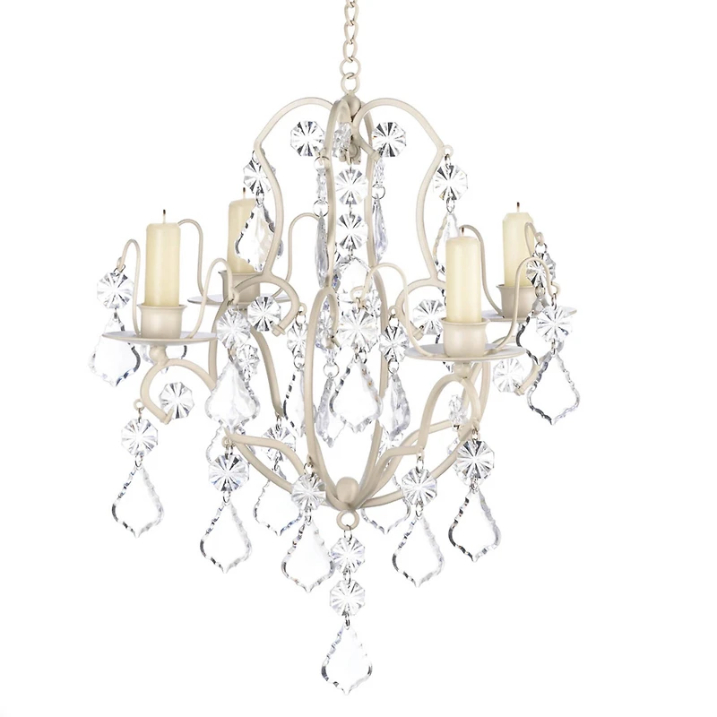 15" Ivory Baroque Candle Chandelier