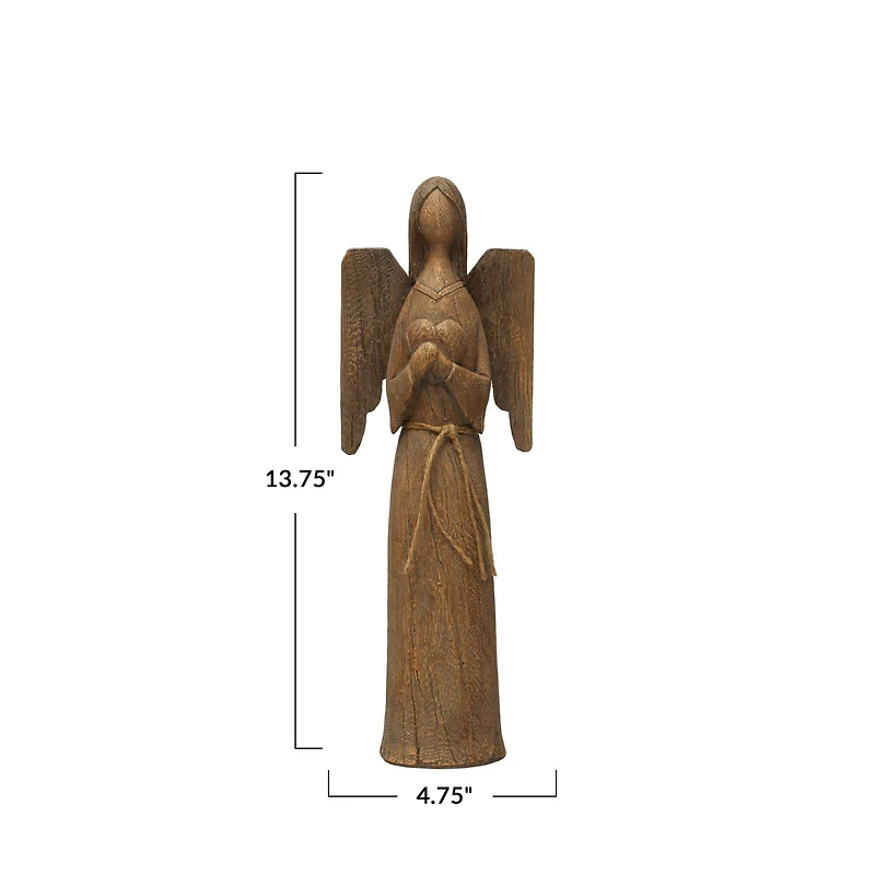 Hello Honey® 13.75" Brown Angel with Heart Decoration