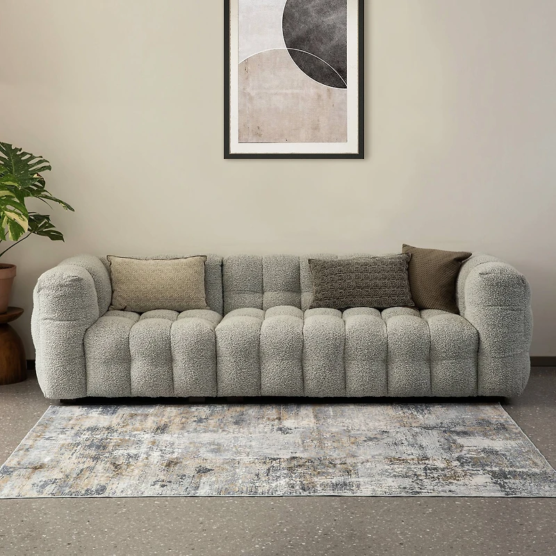 Glitzhome® 5ft. x 8ft. Gray, Ivory & Tan Abstract Area Rug