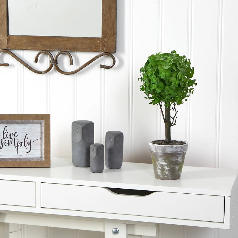 15" Potted Eucalyptus Topiary Tree