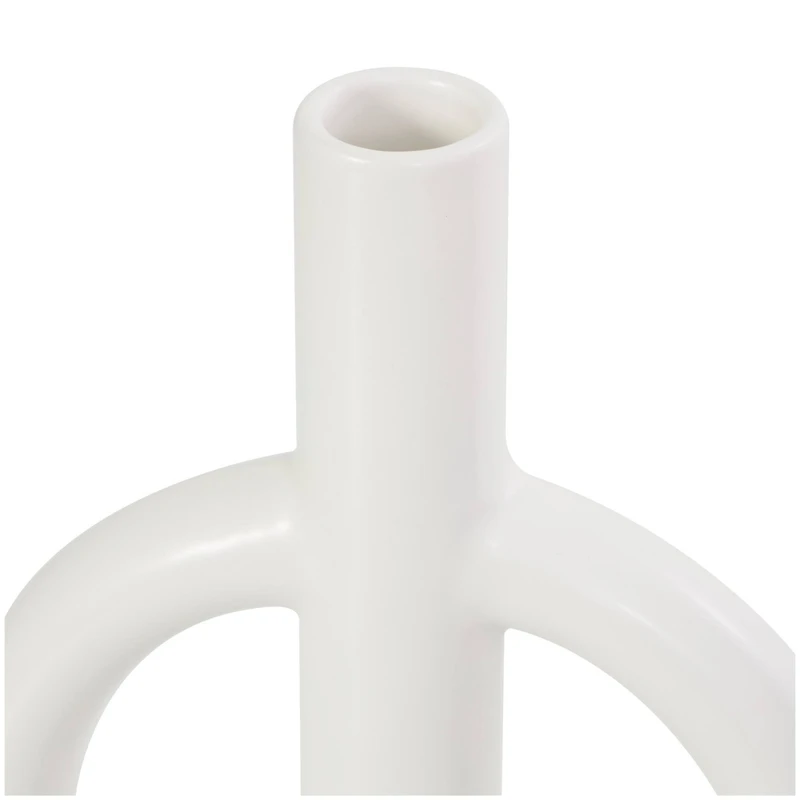 CosmoLiving by Cosmopolitan 10" Black & White Ceramic Geometric Ring Taper Candle Holder Set