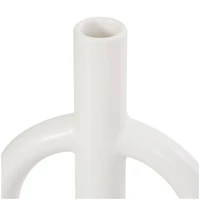 CosmoLiving by Cosmopolitan 10" Black & White Ceramic Geometric Ring Taper Candle Holder Set