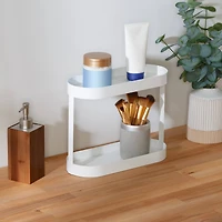 Honey Can Do White 2-Tier Metal Bathroom Counter Organizer Shelf