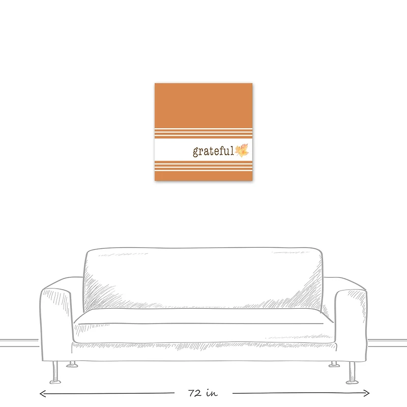 Orange & White Stripes Grateful Fall Canvas Wall Art