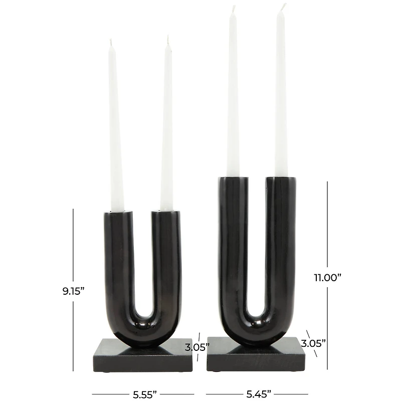 Black Aluminum U-Shaped Candle Holder Set
