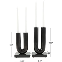 Black Aluminum U-Shaped Candle Holder Set