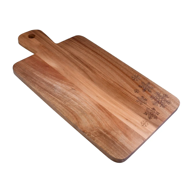 Rectangle Wood Serving Board with Snowflake design by Makery™