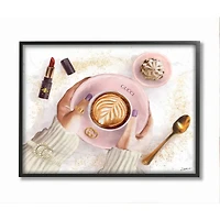 Stupell Industries Women's Glam Fashion Coffee Latte Art Designer Brand Framed Wall Art