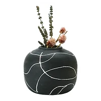 6.5" Black & White Terra Cotta Vase