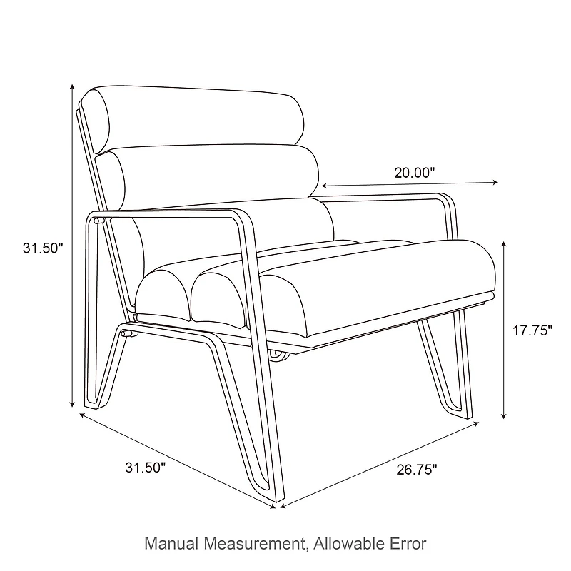Glitzhome® 26.7" Black Wavy Faux Leather Accent Armchair