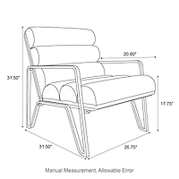 Glitzhome® 26.7" Black Wavy Faux Leather Accent Armchair