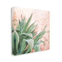 Stupell Industries Green Succulent Plant Leaves Contemporary Paint Splatter Canvas Wall Art