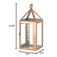 13.75" Rose Metal Frame Caring Lantern