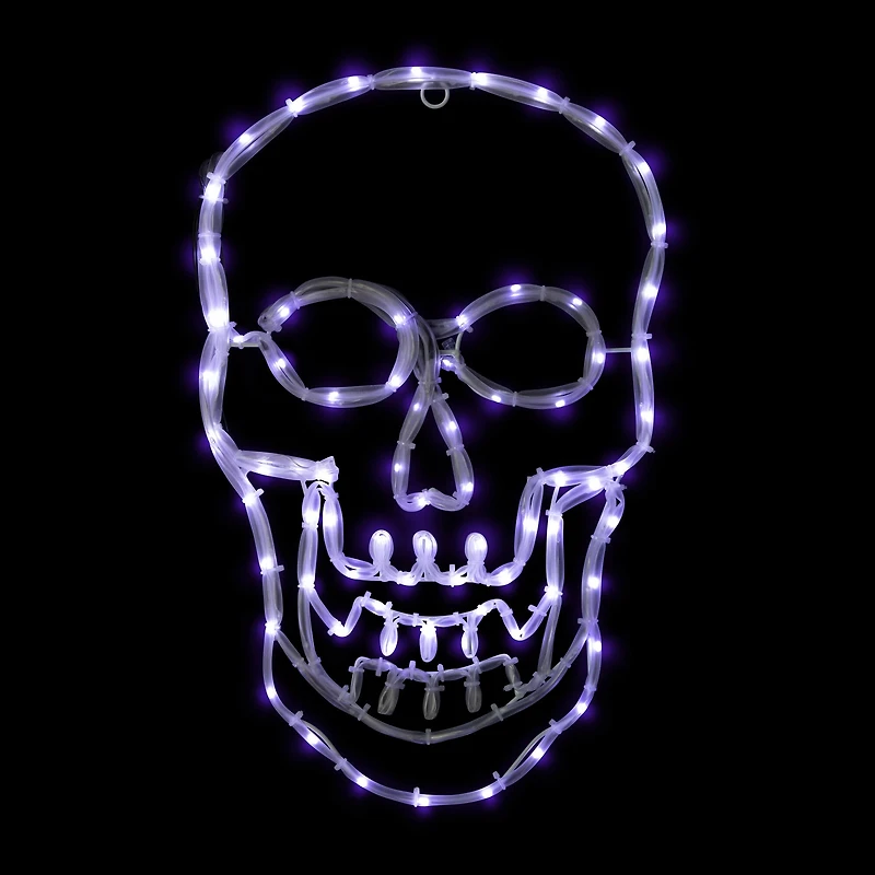 18" White Skull 4-Function LED Halloween Window Silhouette