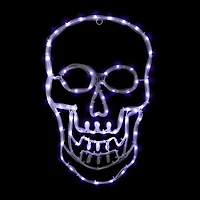 18" White Skull 4-Function LED Halloween Window Silhouette