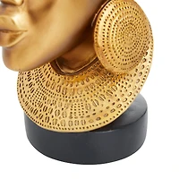 Set of 2 Gold Polystone Eclectic Sculptures, 11" x 5" x 6"