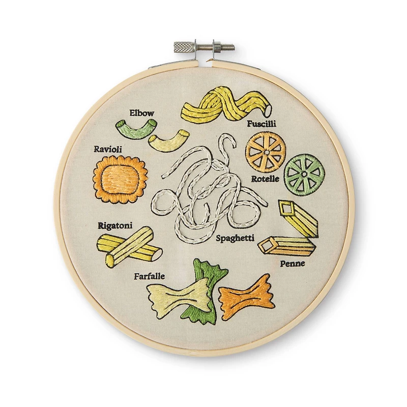 6" Pasta Sampler Stamped Design Embroidery Kit with Hoop by Loops & Threads®