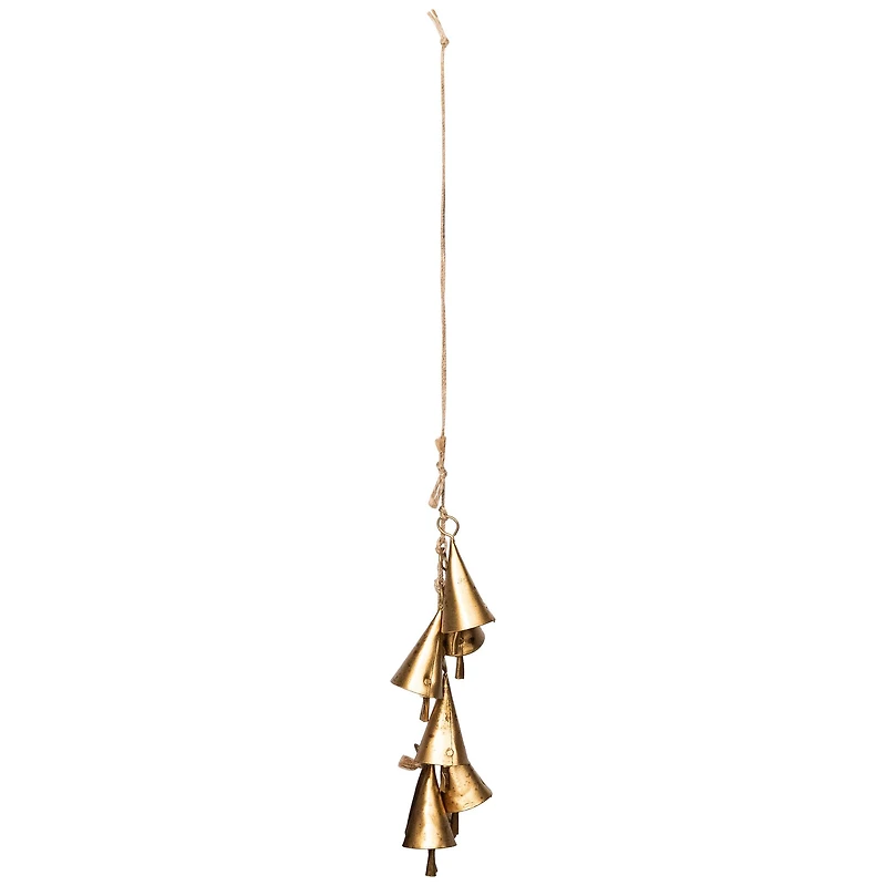 17" Hanging Cascade of Mini Iron Christmas Cone Bells