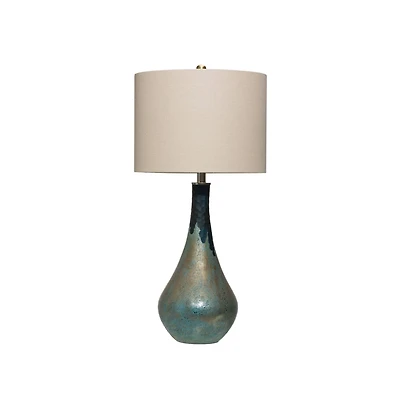 Hello Honey® 32" Opal Finished Glass Table Lamp with Linen Shade