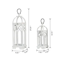 Glitzhome® Wash White Farmhouse Wooden Church Window Frame Lanterns, 2ct.