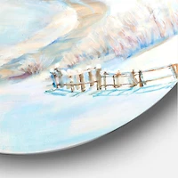 Designart - Country Road In Winter Landscape With Temple