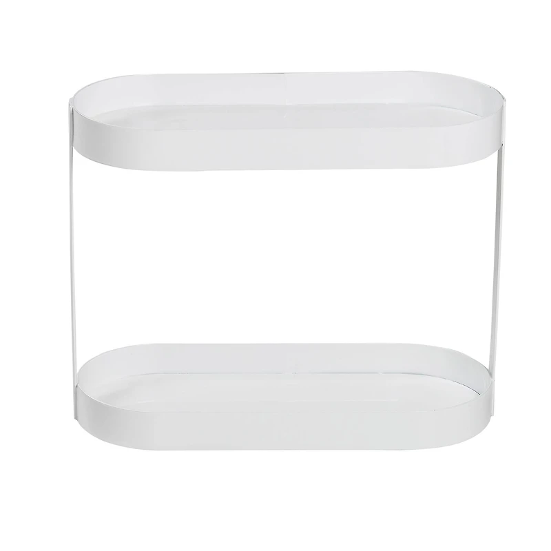 Honey Can Do White 2-Tier Metal Bathroom Counter Organizer Shelf